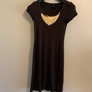 ❤️Moda international brown ribbed dress